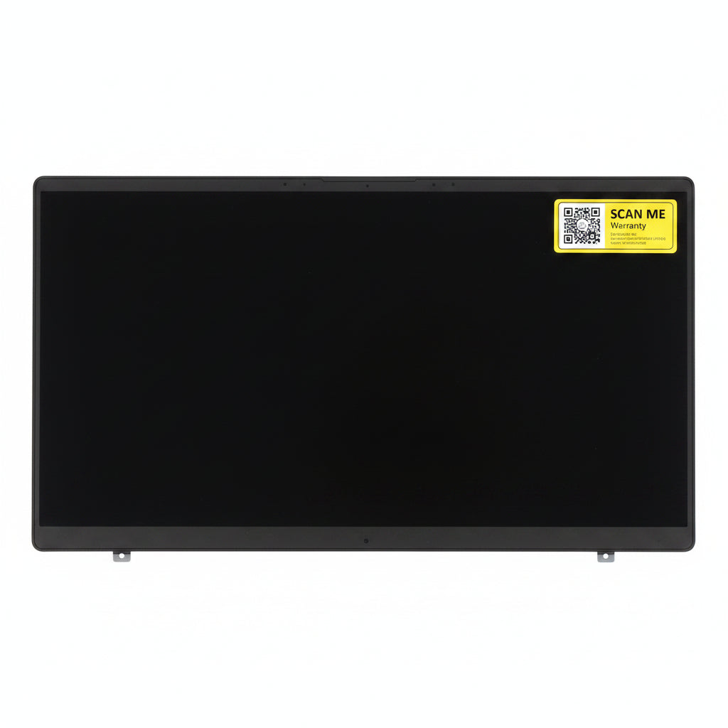 Black electronic device with a yellow label on a white background