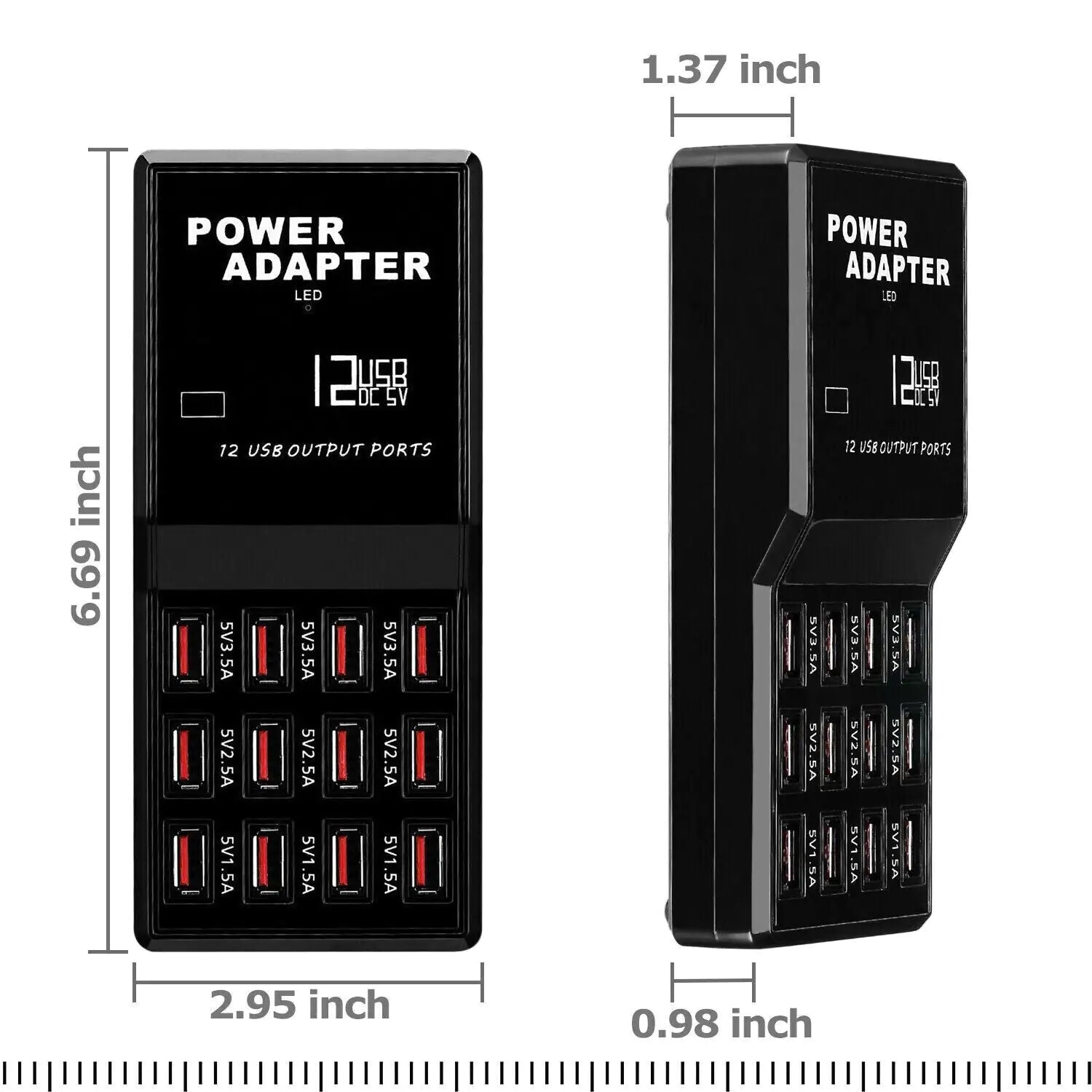 12-Port USB Charging Station Hub — Desktop & Wall Phone Charger Organizer