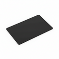 Black rectangular mat on a white background