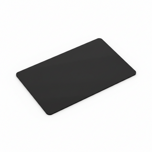 Black rectangular mat on a white background