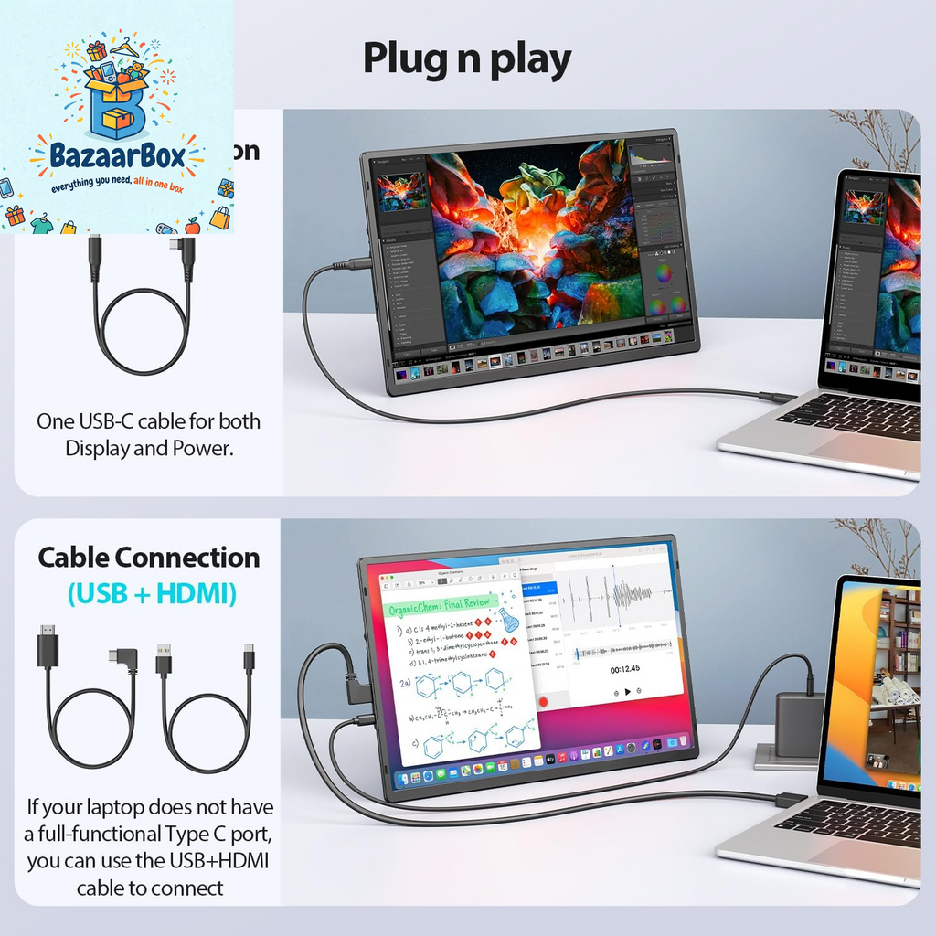 WESTHOD 16.2 Portable Laptop Monitor - 1200P IPS USB-C and HDMI Retractable Stand