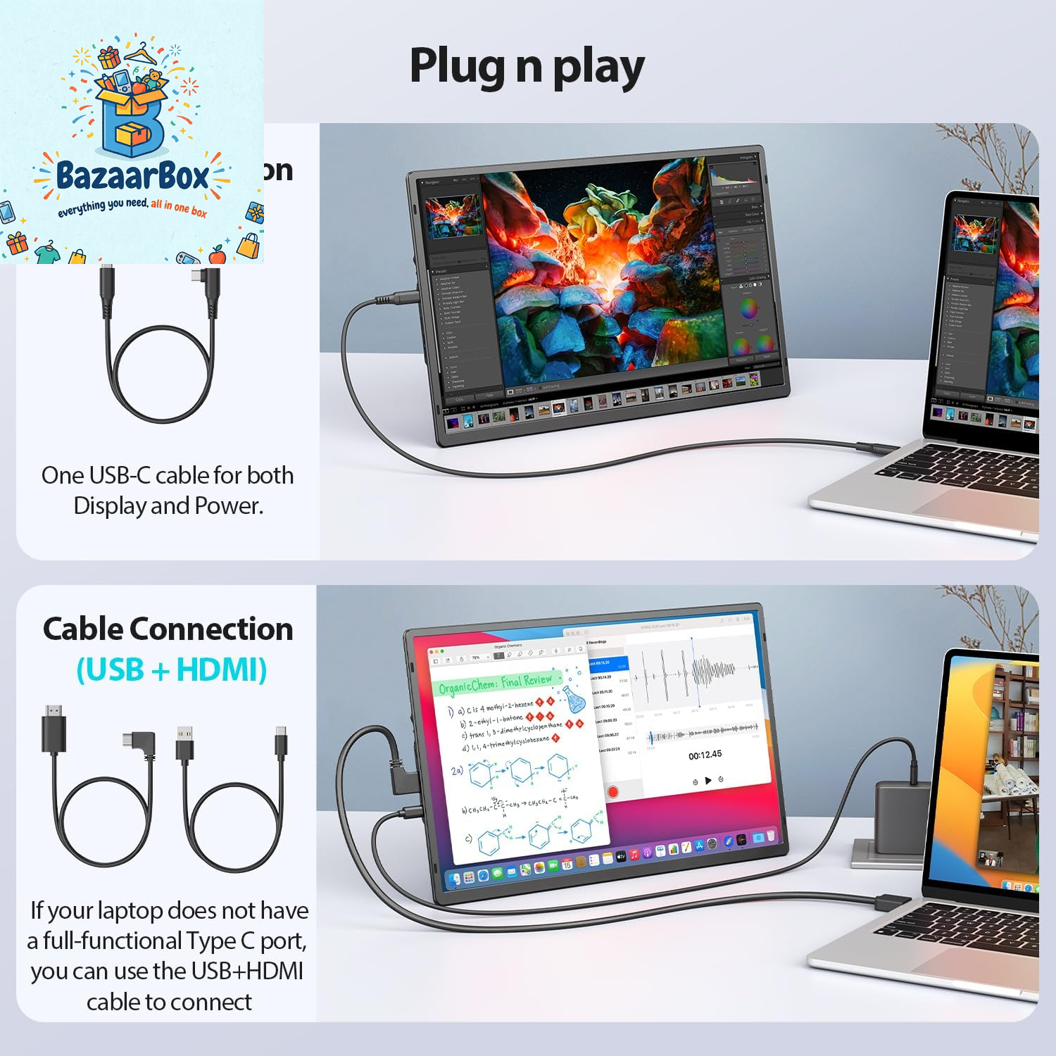 WESTHOD 16.2 Portable Laptop Monitor - 1200P IPS USB-C and HDMI Retractable Stand