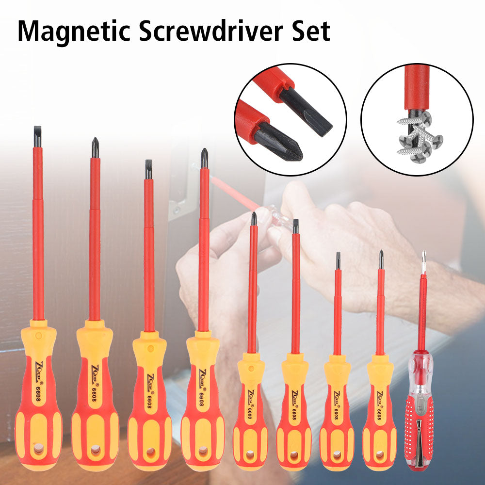 Magnetic Insulated Screwdriver Set - Phillips and Slotted Electrician Bits